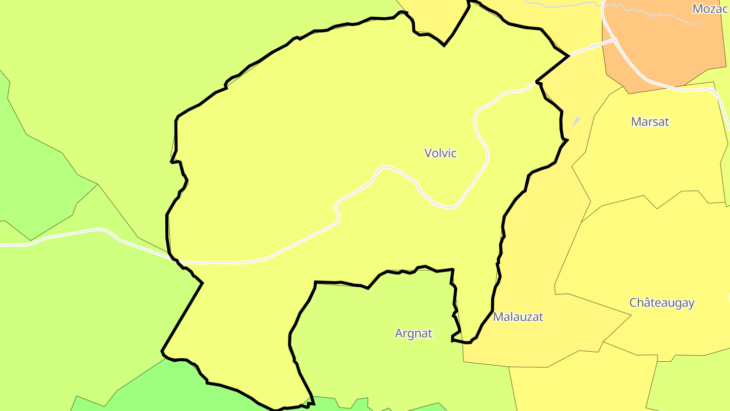 Carte des prix de l'immobilier Volvic
