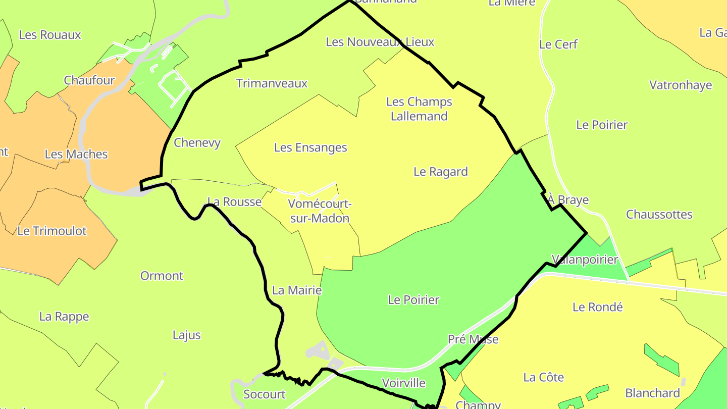 Carte des prix de l'immobilier Vomécourt-sur-Madon