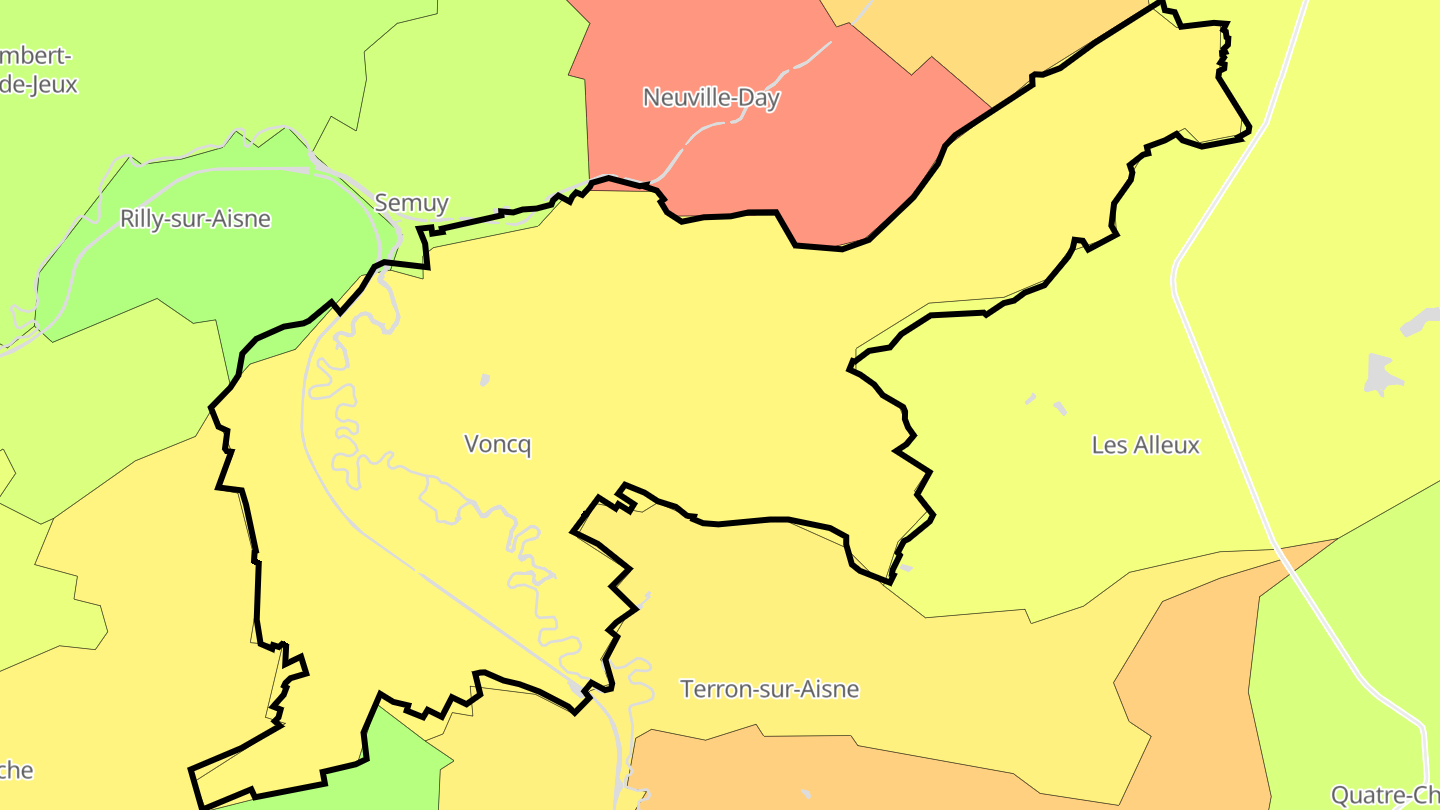 Carte des prix de l'immobilier Voncq