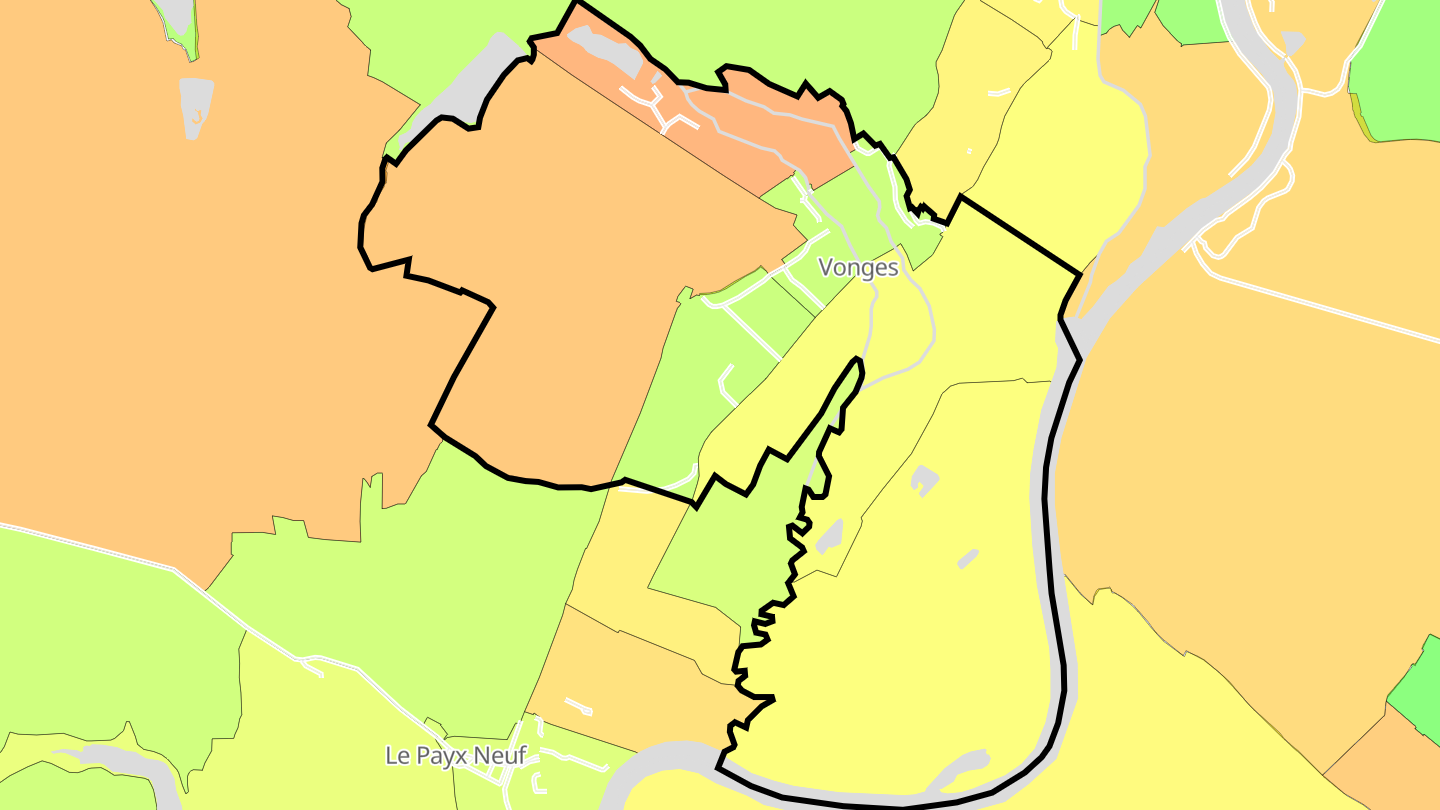 Carte des prix de l'immobilier Vonges