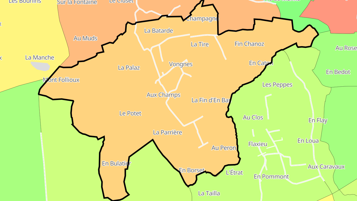 Carte des prix de l'immobilier Vongnes