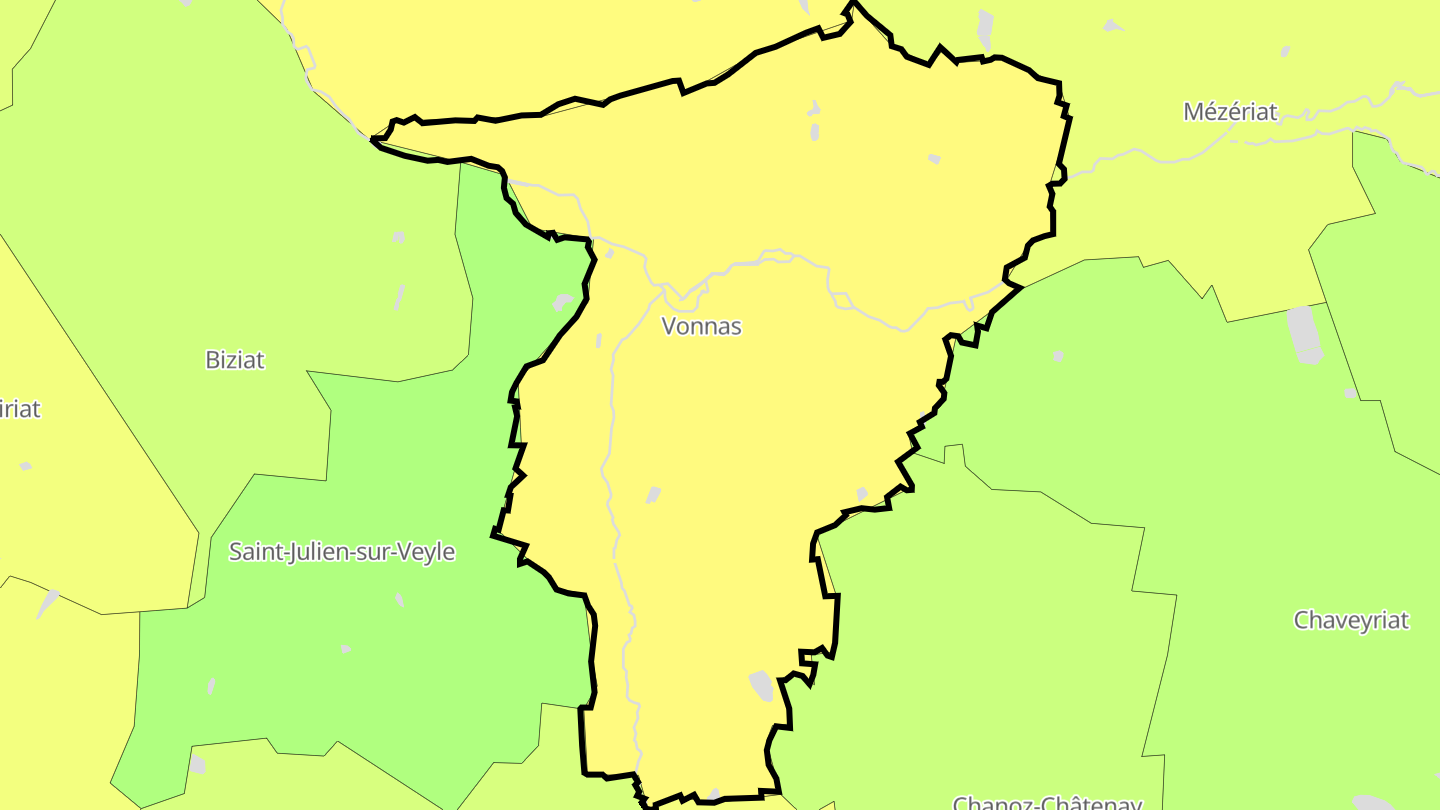 Carte des prix de l'immobilier Vonnas