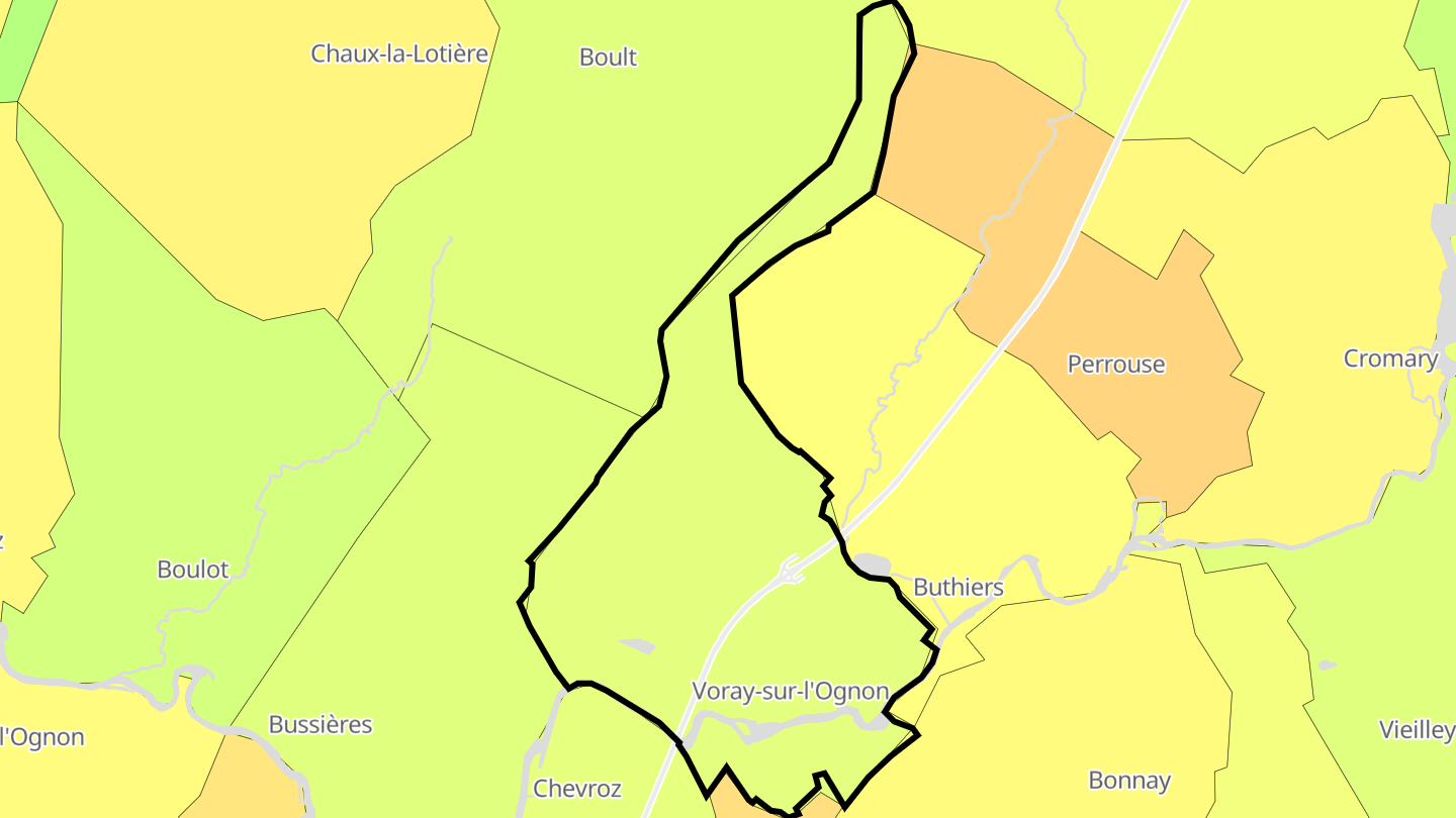 Carte des prix de l'immobilier Voray-sur-l'Ognon