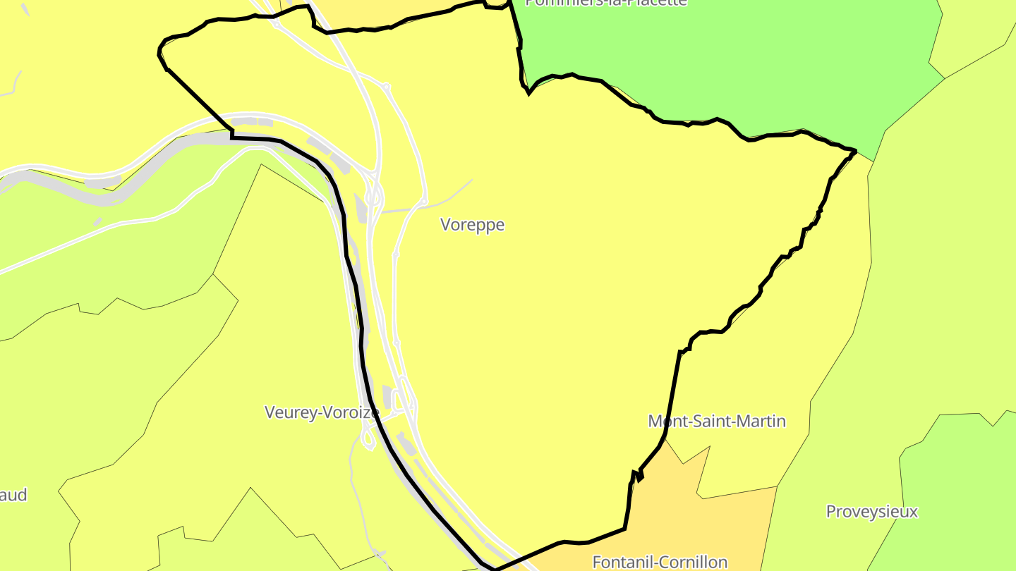 Carte des prix de l'immobilier Voreppe