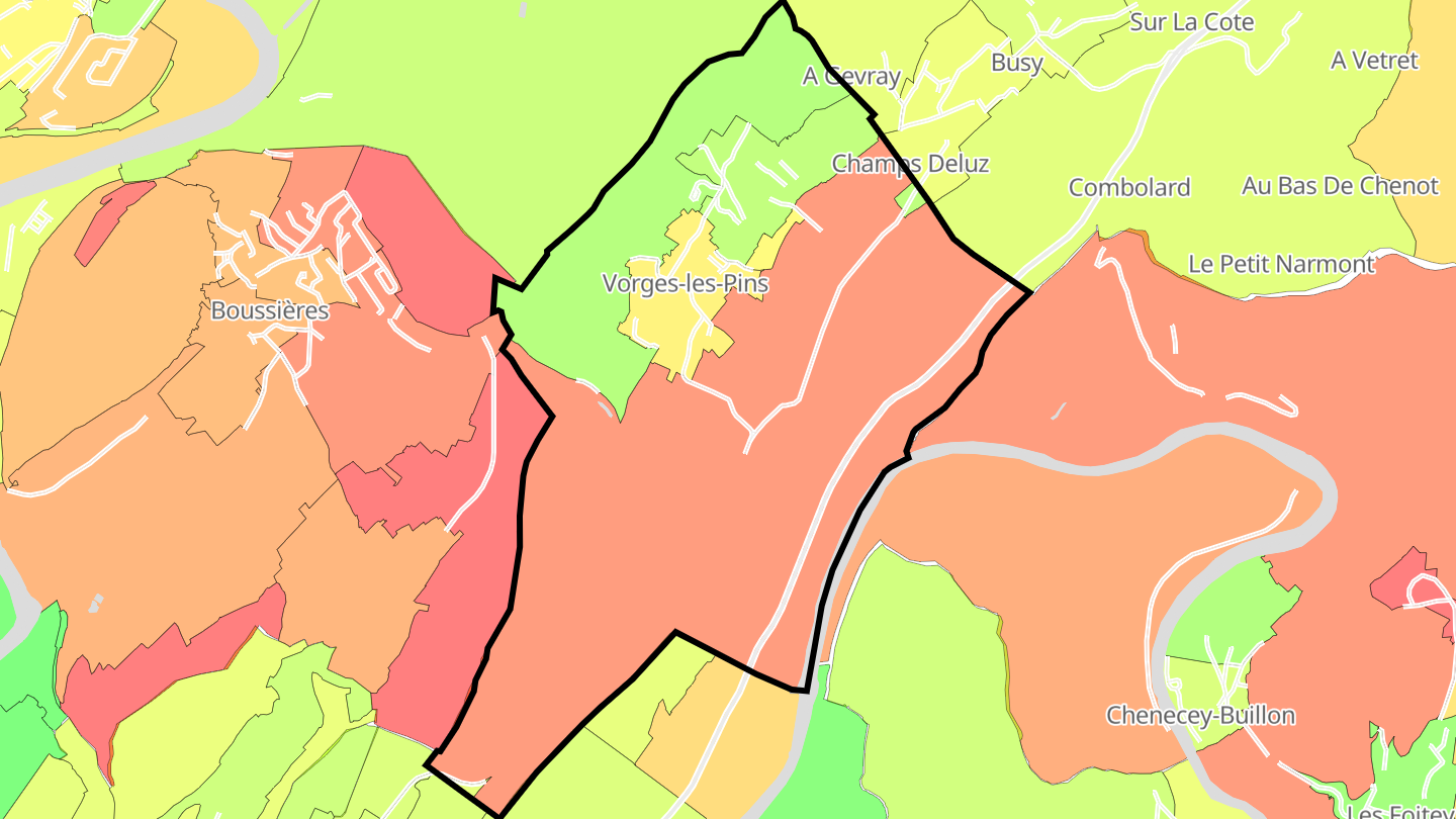 Carte des prix de l'immobilier Vorges-les-Pins