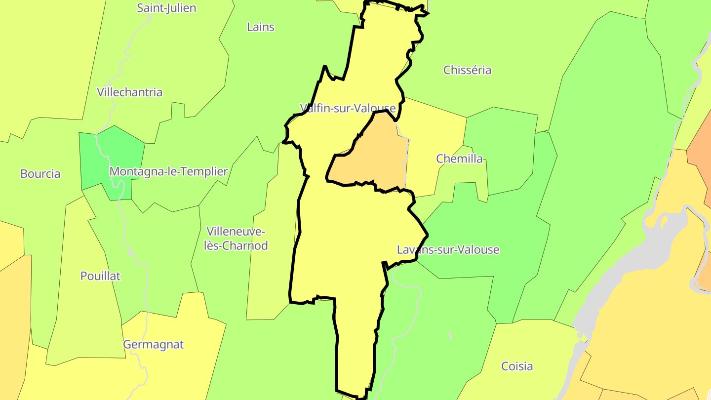 Carte des prix de l'immobilier Vosbles-Valfin