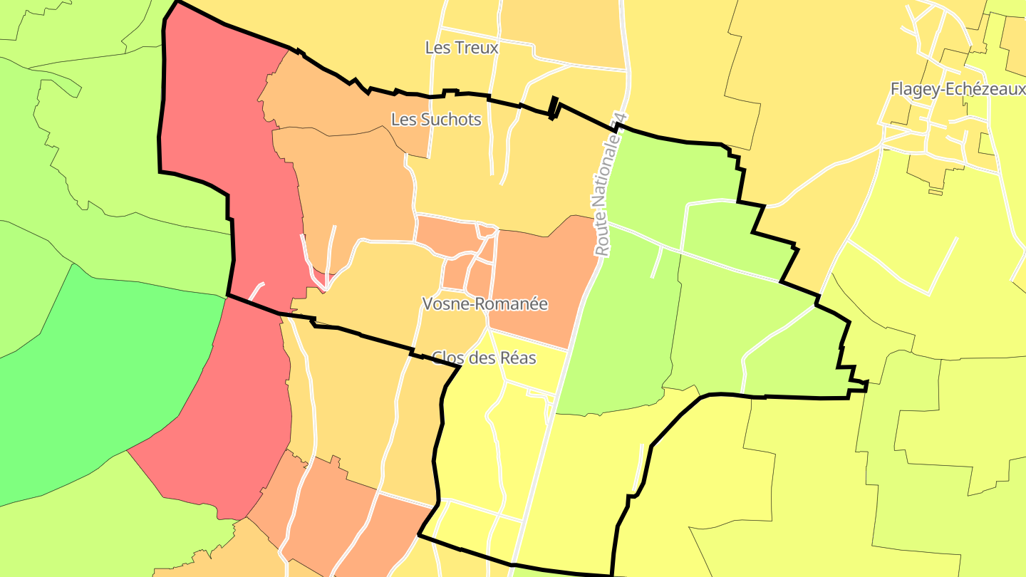 Carte des prix de l'immobilier Vosne-Romanée