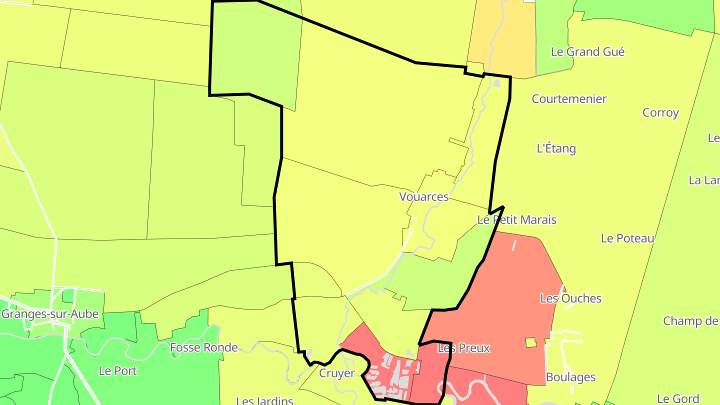Carte des prix de l'immobilier Vouarces