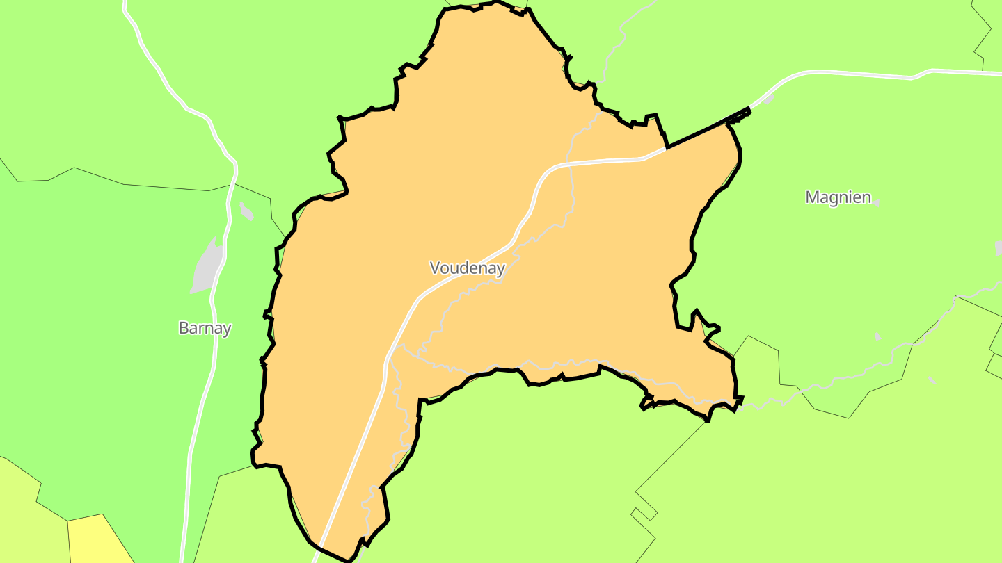 Carte des prix de l'immobilier Voudenay