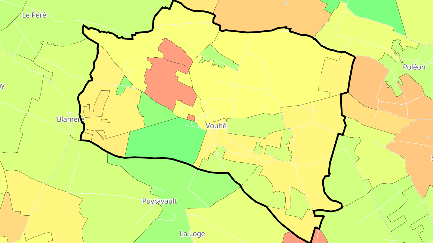 Carte des prix de l'immobilier Vouhé