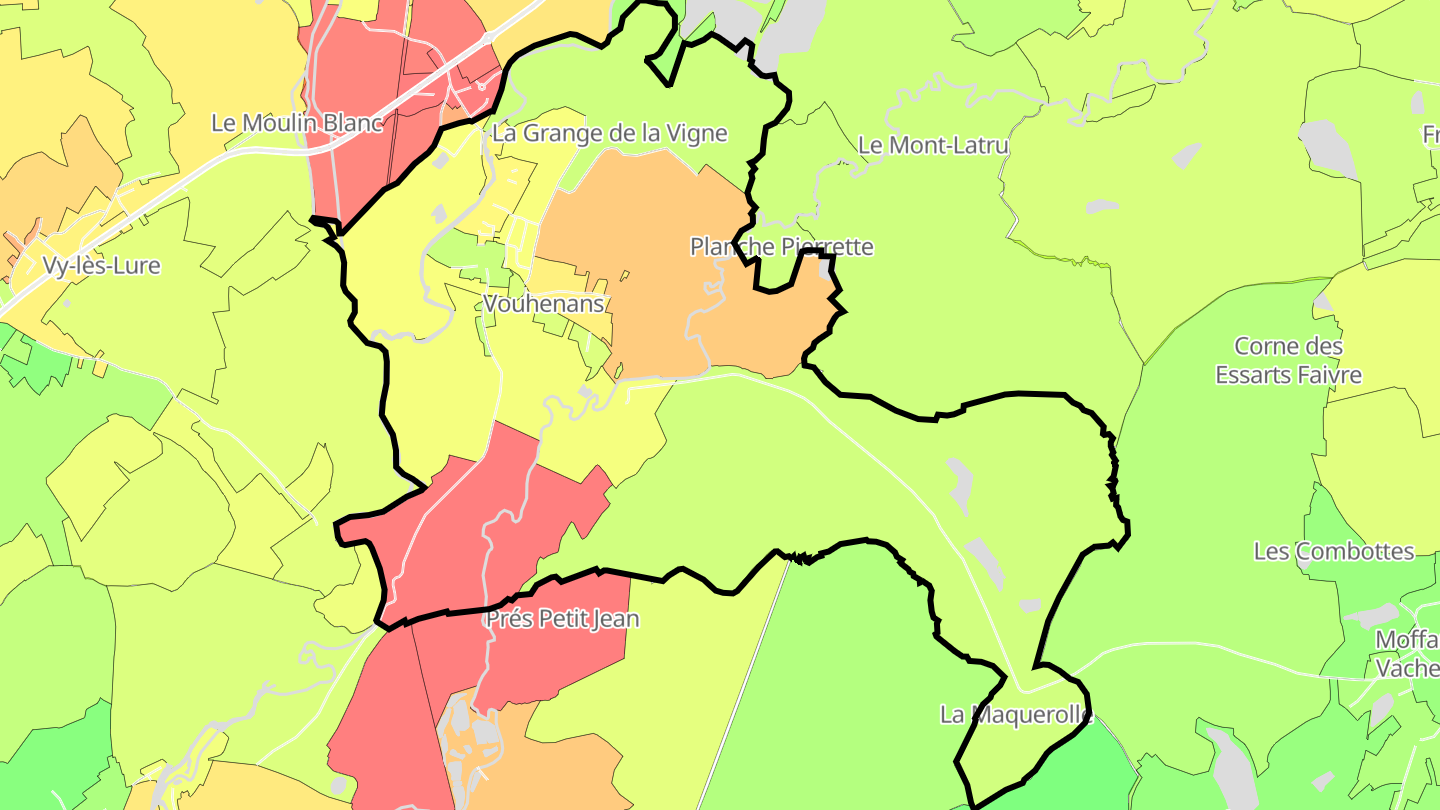 Carte des prix de l'immobilier Vouhenans