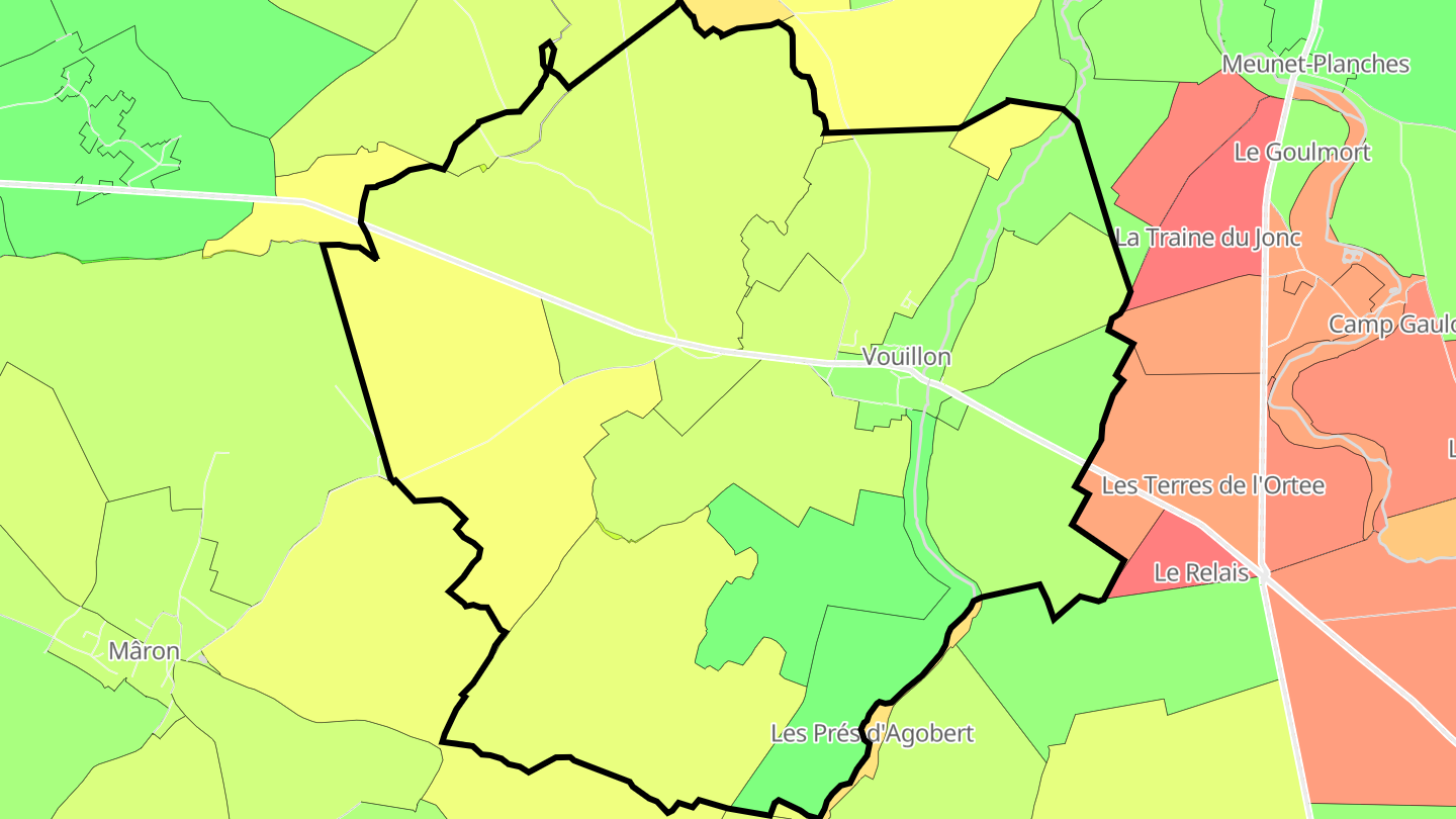 Carte des prix de l'immobilier Vouillon