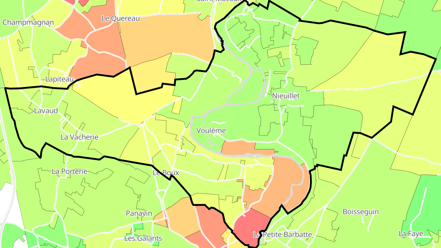 Carte des prix de l'immobilier Voulême