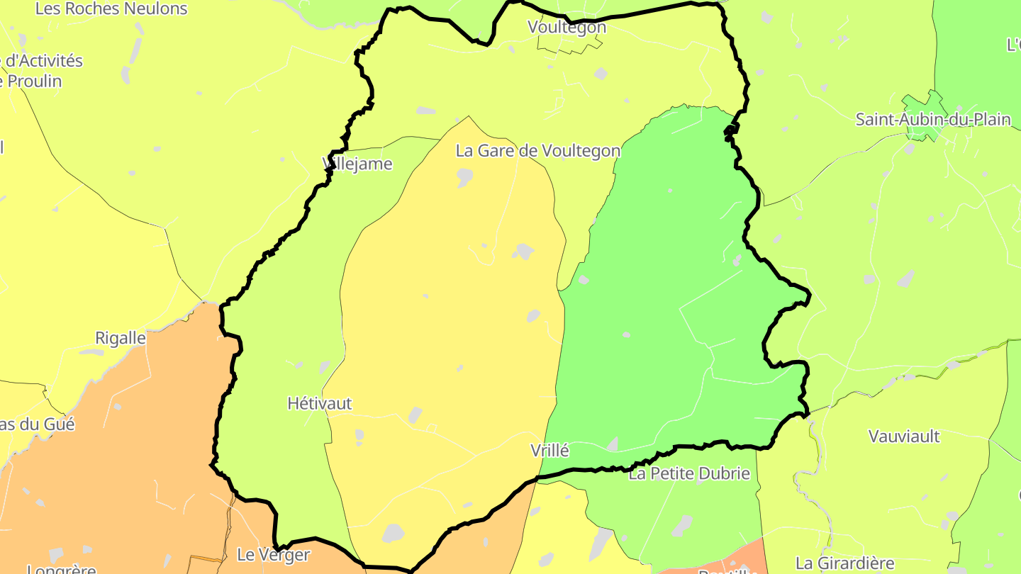 Carte des prix de l'immobilier Voultegon