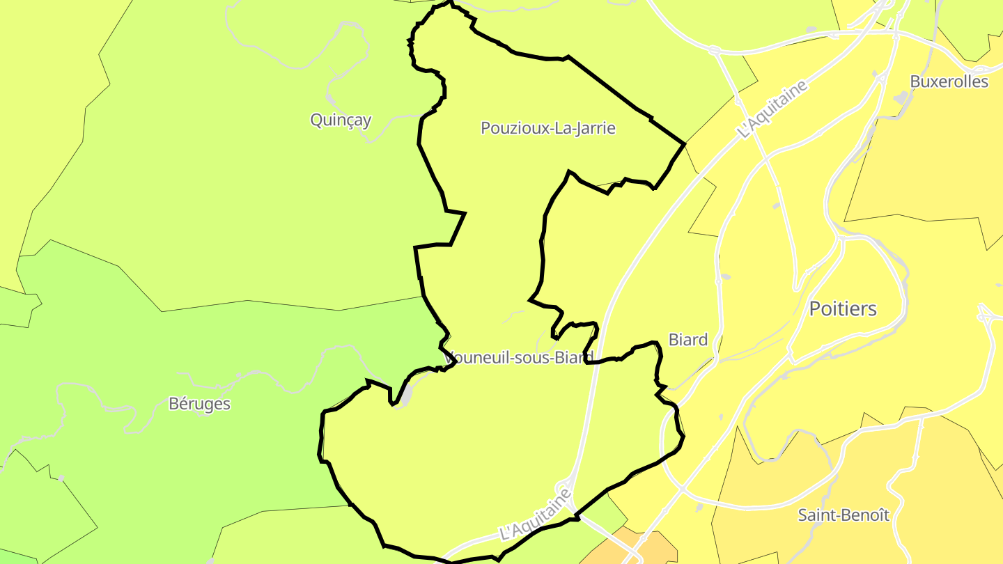 Carte des prix de l'immobilier Vouneuil-sous-Biard