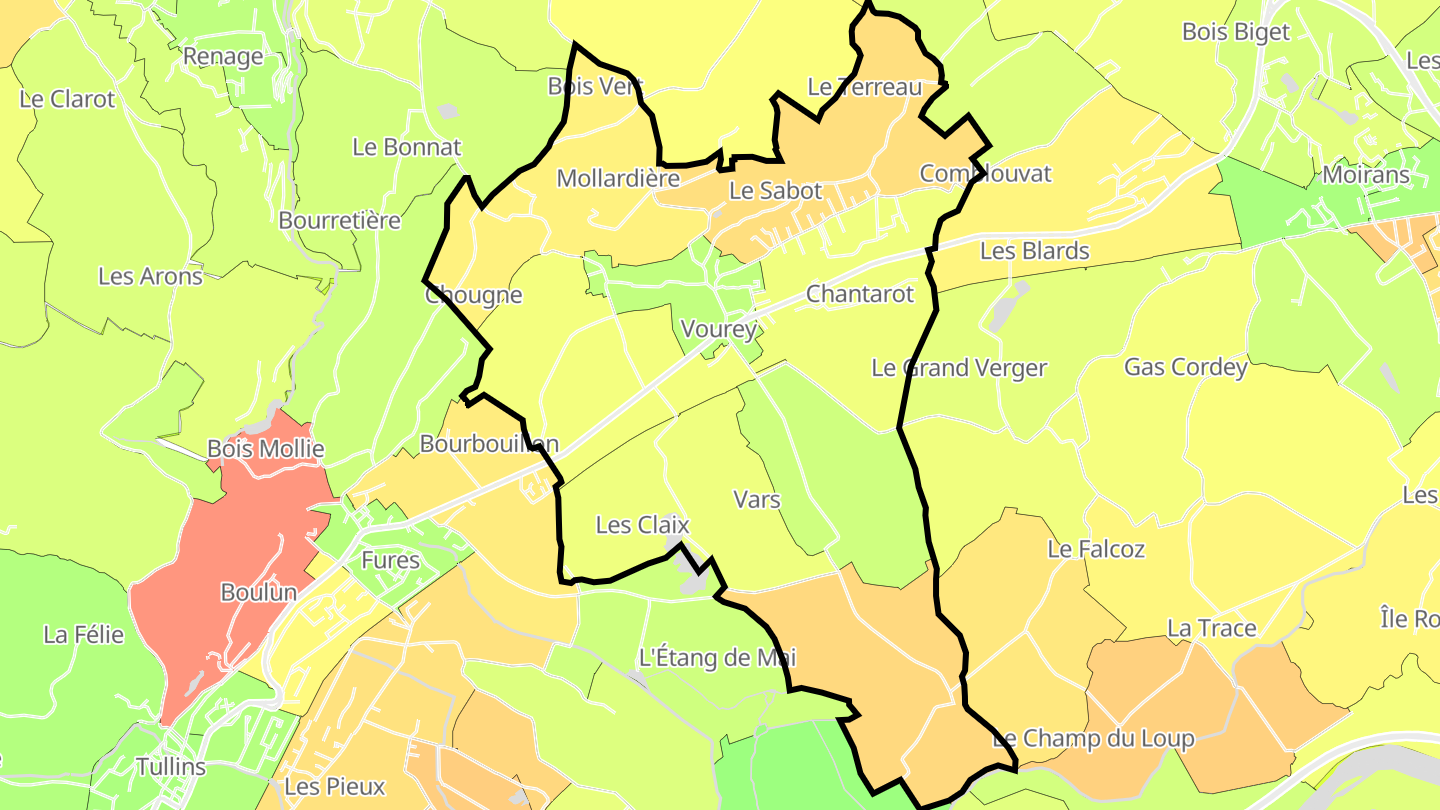 Carte des prix de l'immobilier Vourey