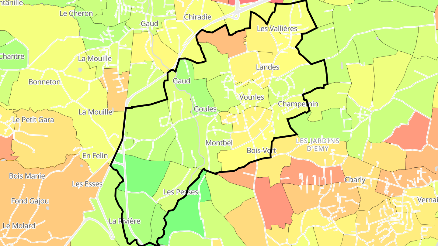 Carte des prix de l'immobilier Vourles
