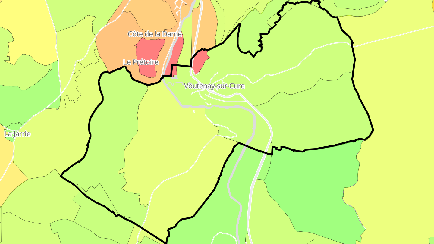 Carte des prix de l'immobilier Voutenay-sur-Cure