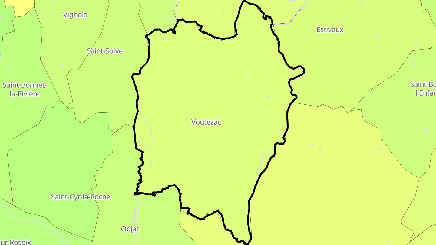 Carte des prix de l'immobilier Voutezac