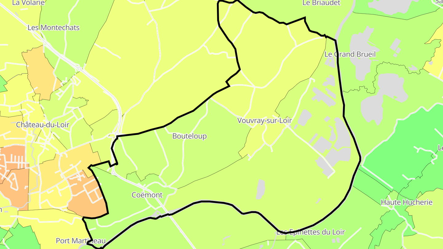Carte des prix de l'immobilier Vouvray-sur-Loir