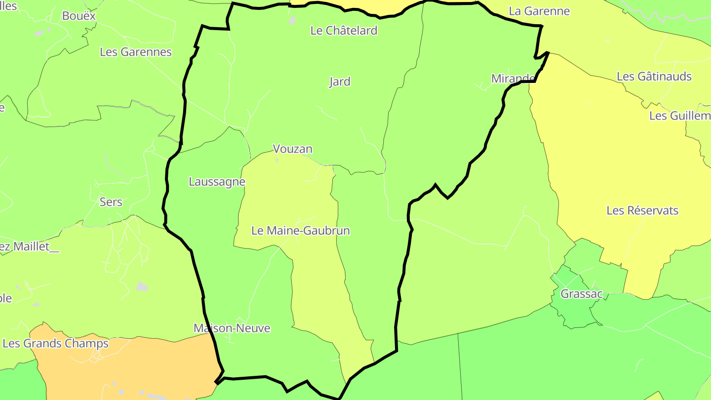 Carte des prix de l'immobilier Vouzan