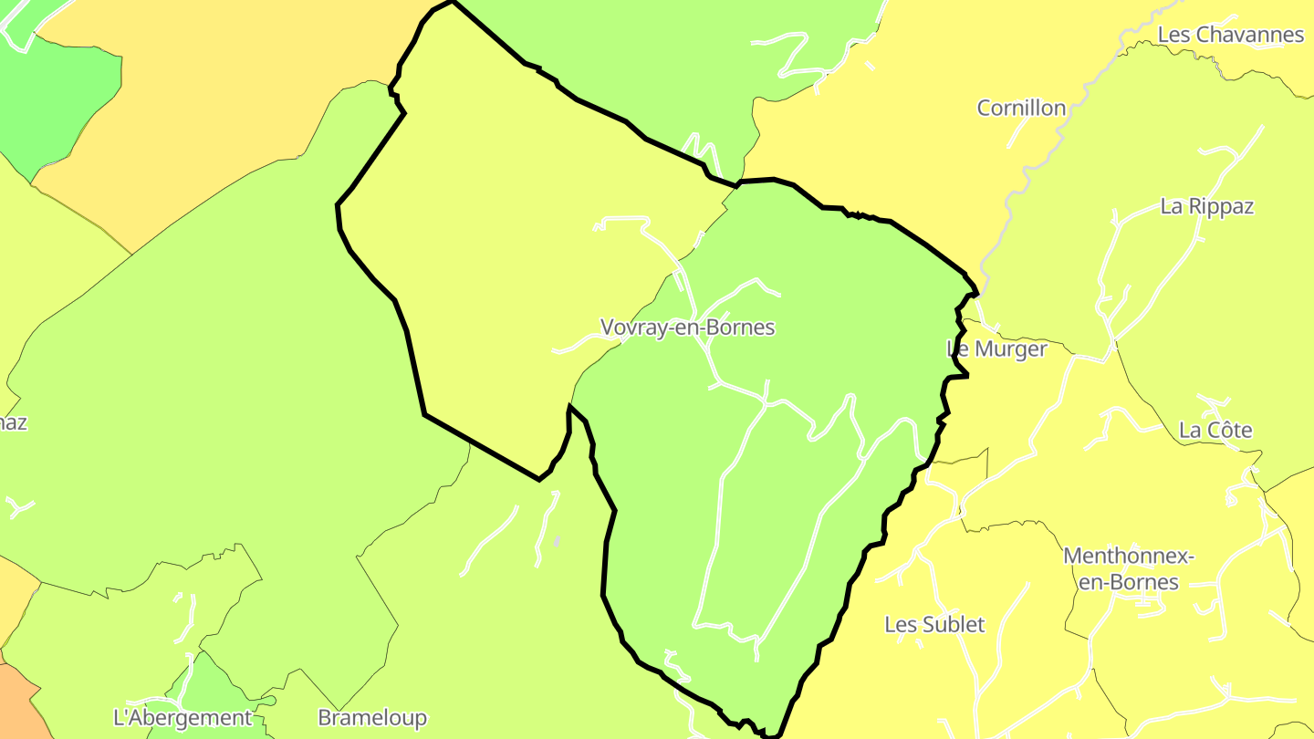 Carte des prix de l'immobilier Vovray-en-Bornes