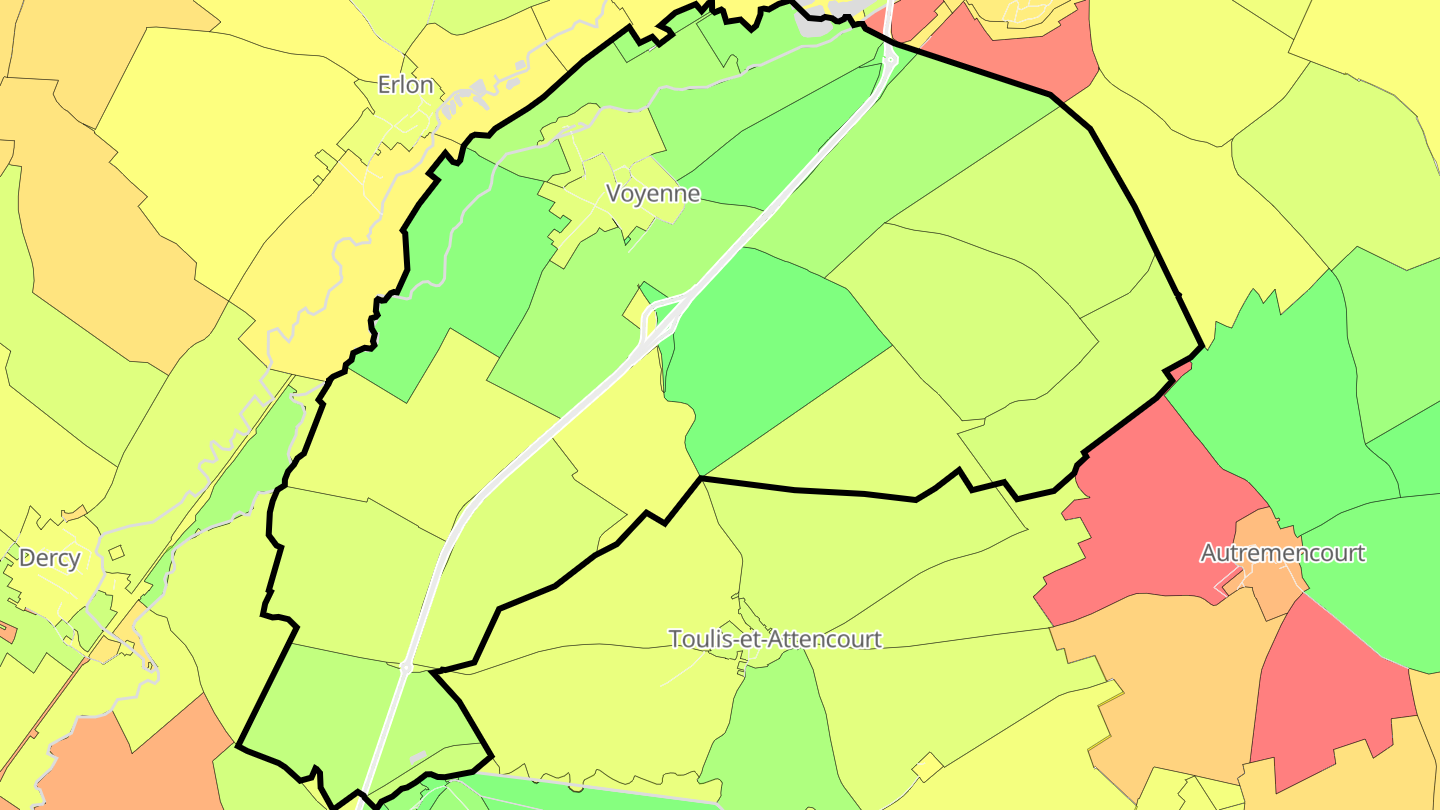 Carte des prix de l'immobilier Voyenne