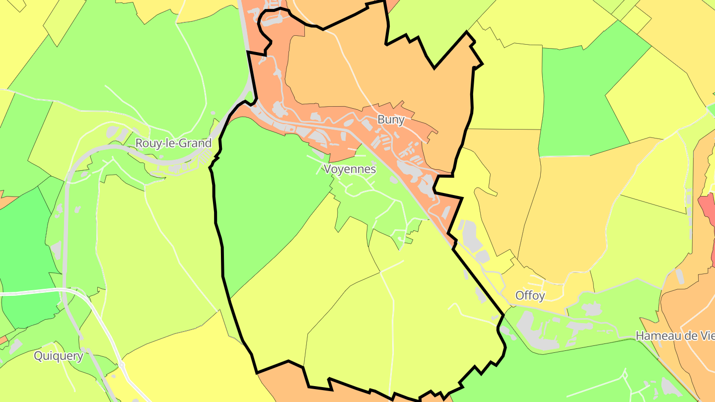 Carte des prix de l'immobilier Voyennes