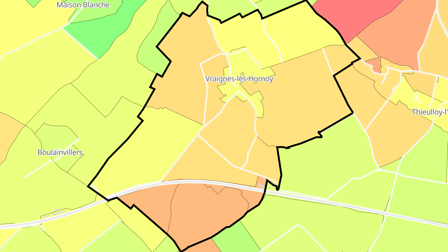 Carte des prix de l'immobilier Vraignes-lès-Hornoy