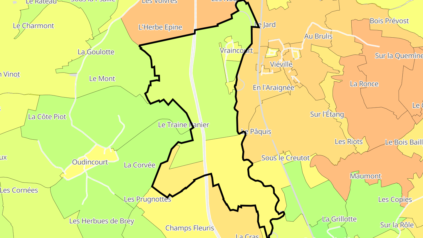 Carte des prix de l'immobilier Vraincourt