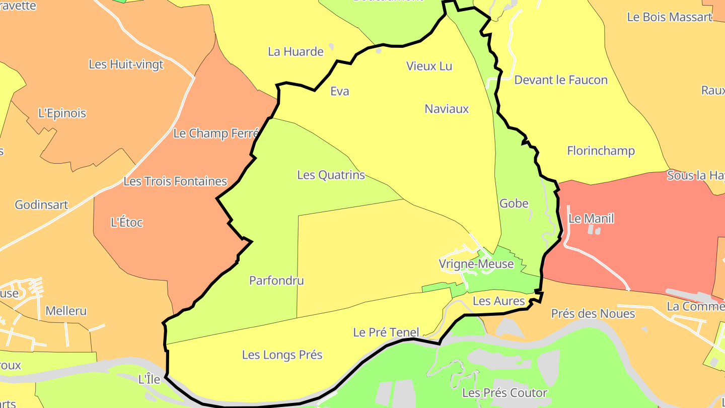 Carte des prix de l'immobilier Vrigne-Meuse