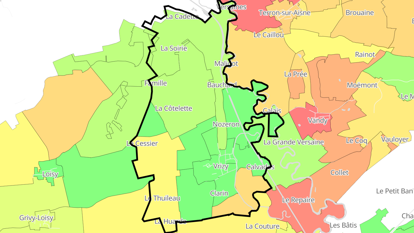 Carte des prix de l'immobilier Vrizy