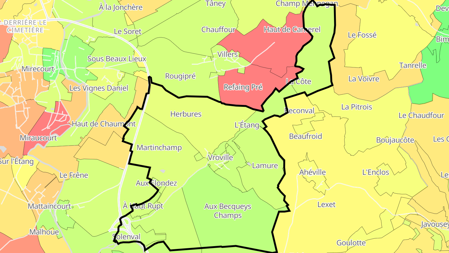 Carte des prix de l'immobilier Vroville