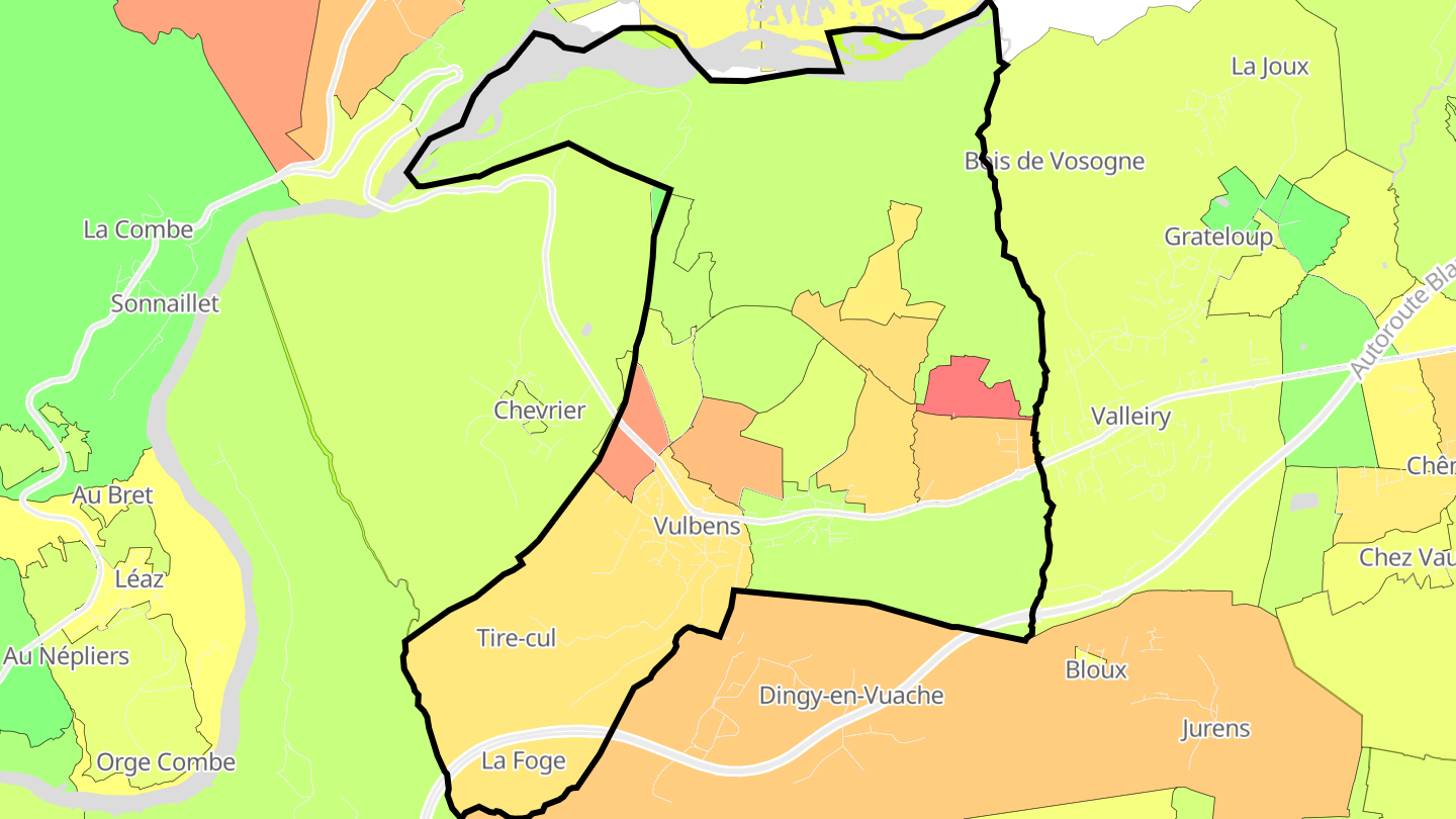 Carte des prix de l'immobilier Vulbens