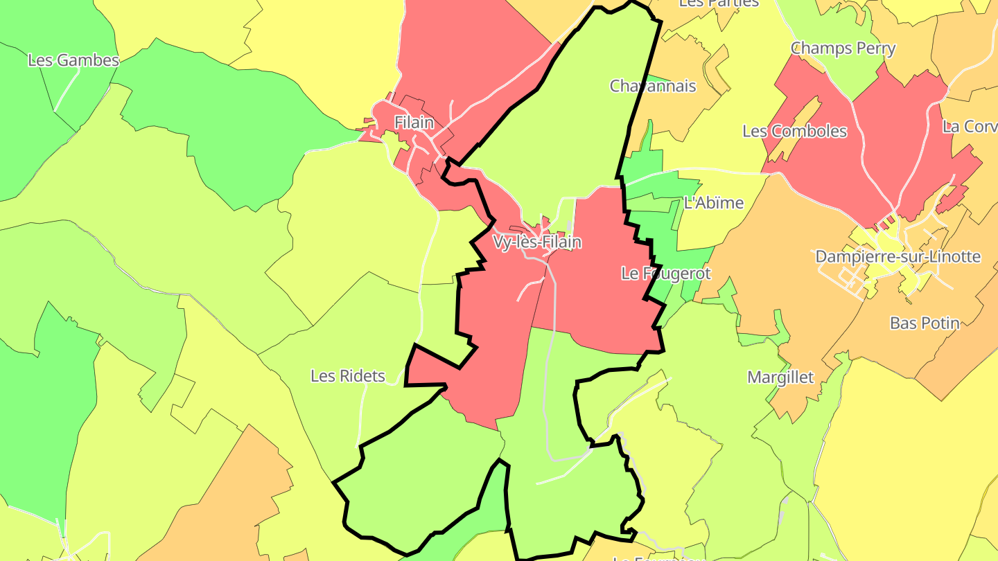 Carte des prix de l'immobilier Vy-lès-Filain