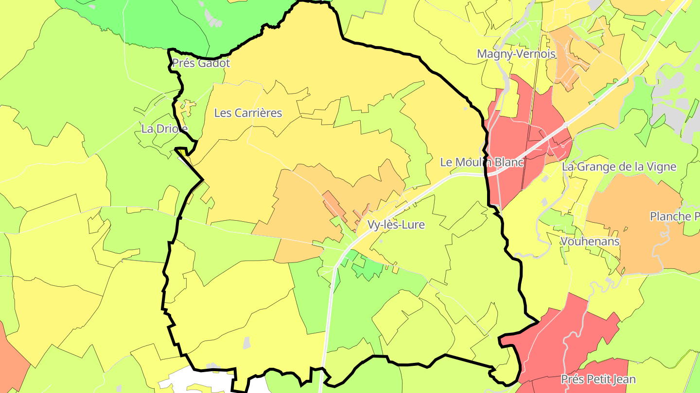 Carte des prix de l'immobilier Vy-lès-Lure