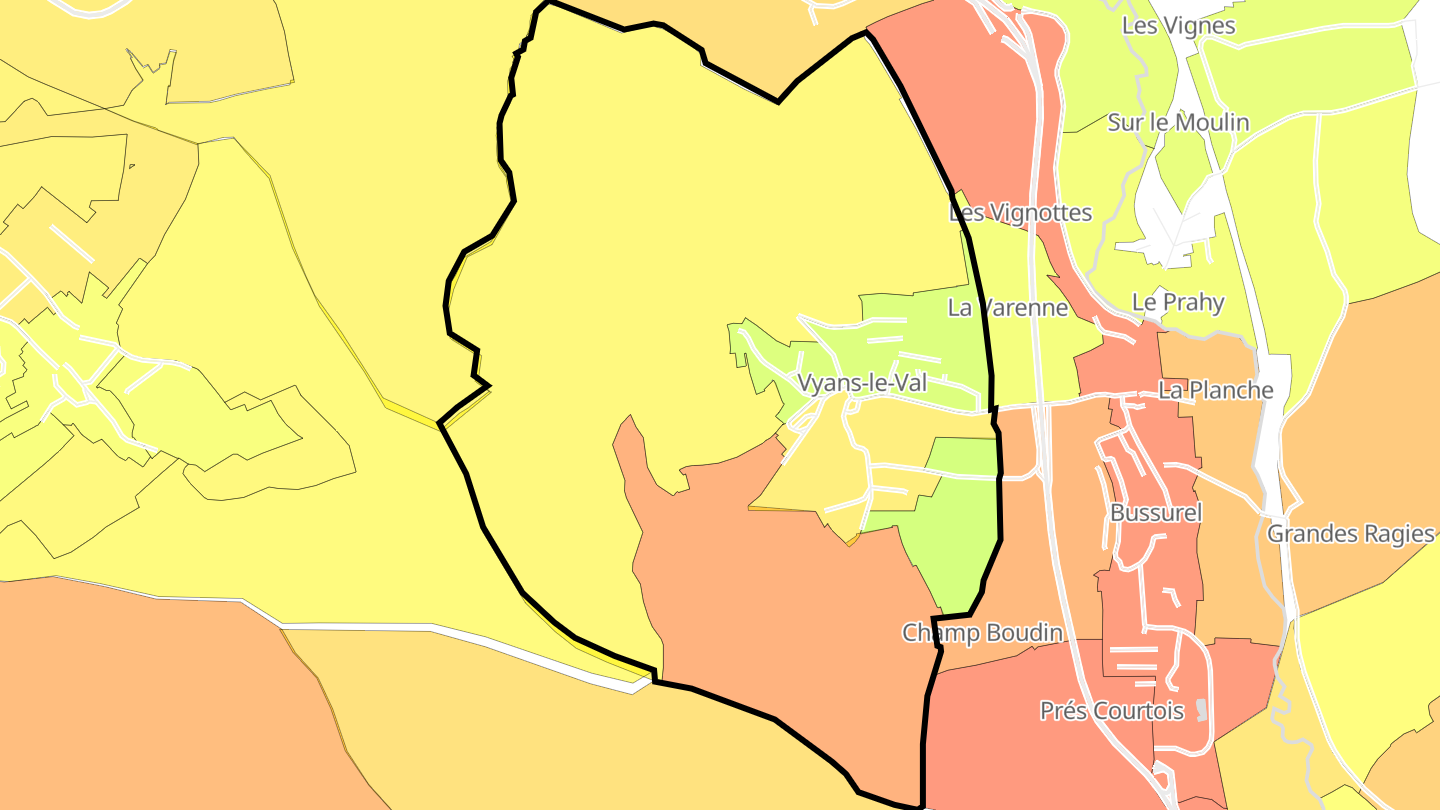 Carte des prix de l'immobilier Vyans-le-Val