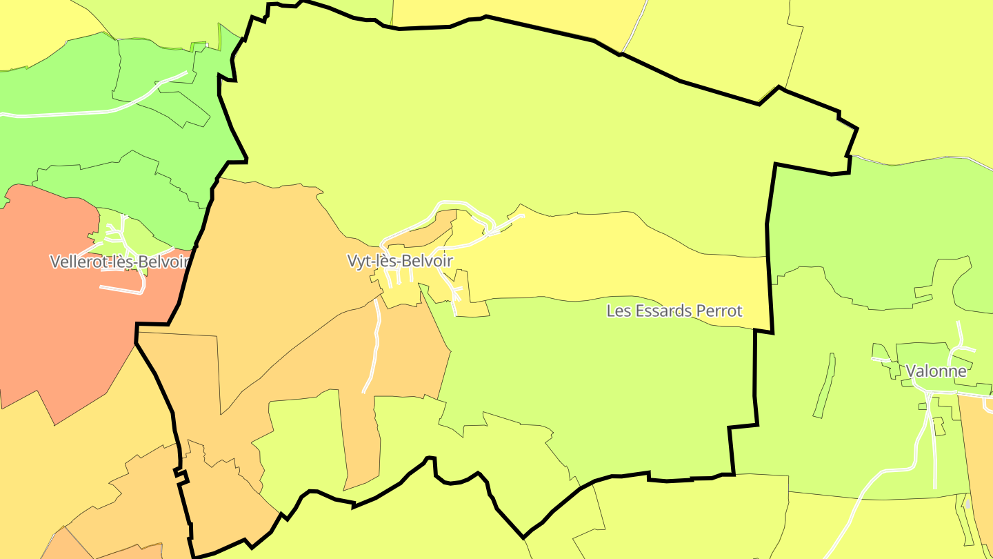 Carte des prix de l'immobilier Vyt-lès-Belvoir