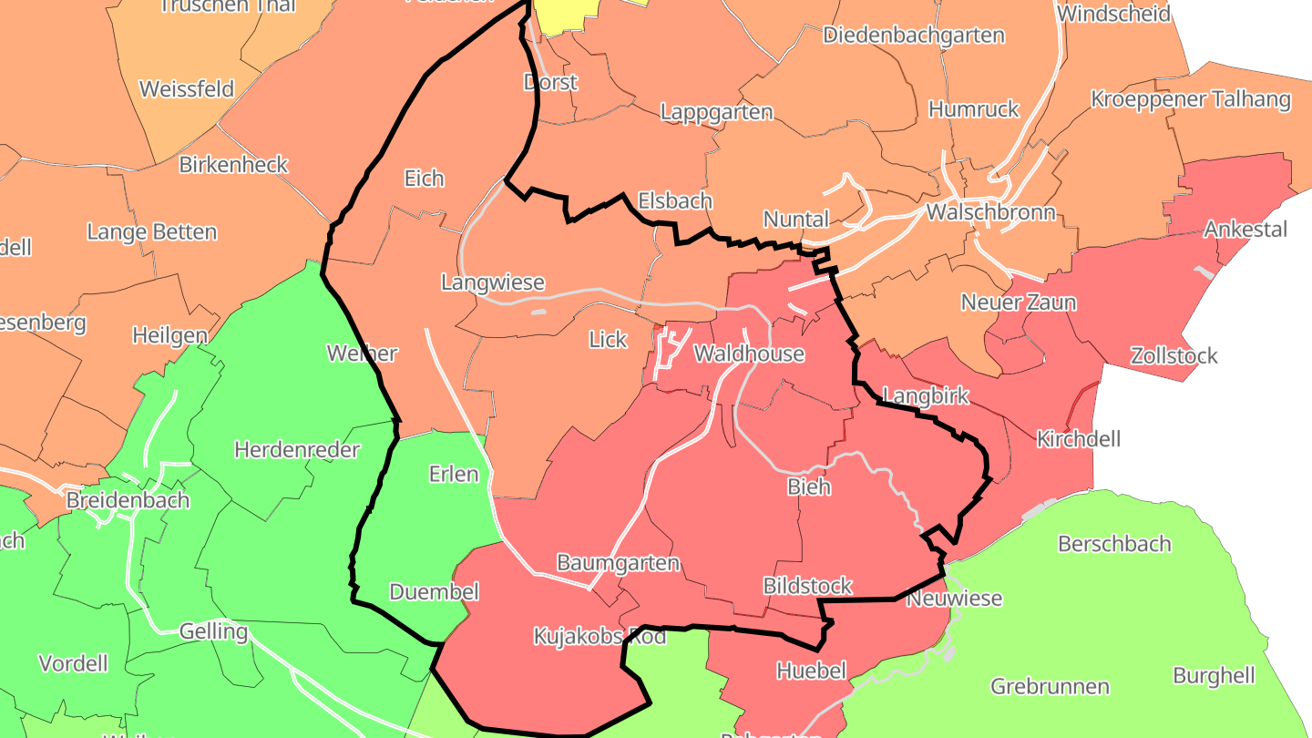 Carte des prix de l'immobilier Waldhouse