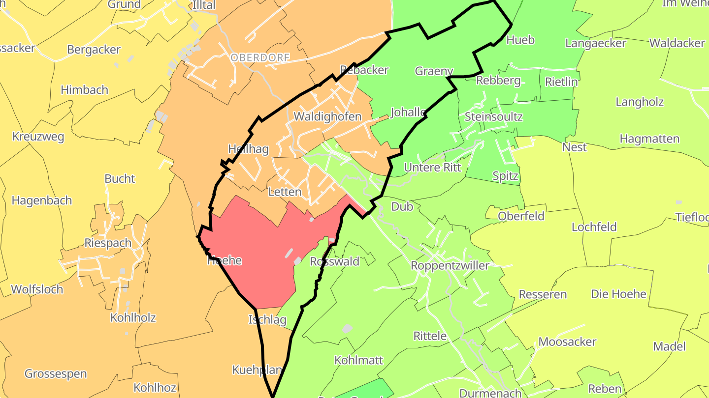 Carte des prix de l'immobilier Waldighofen