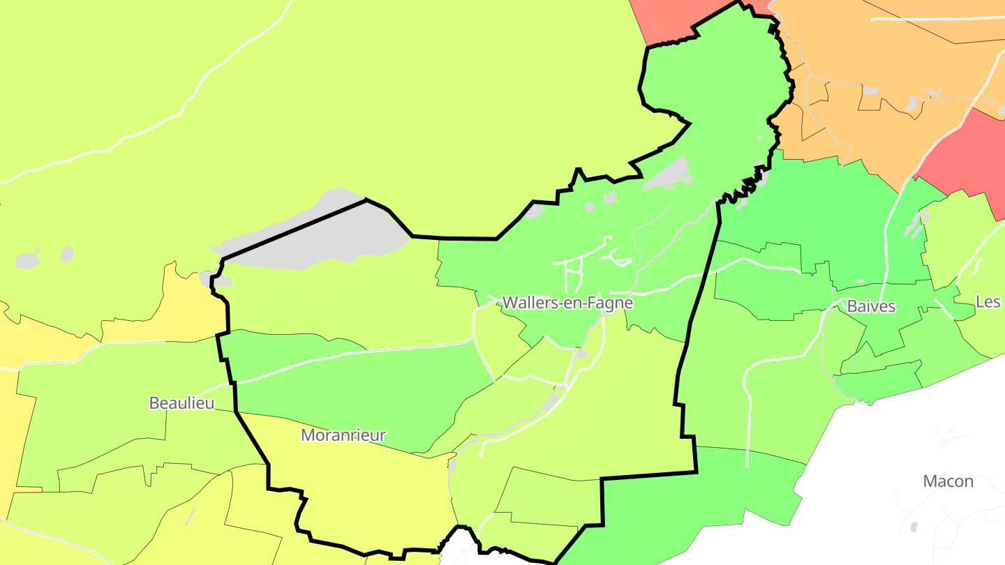 Carte des prix de l'immobilier Wallers-en-Fagne