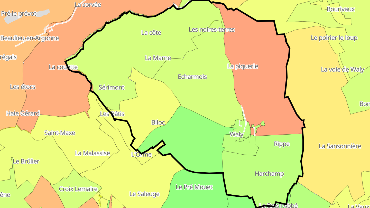 Carte des prix de l'immobilier Waly