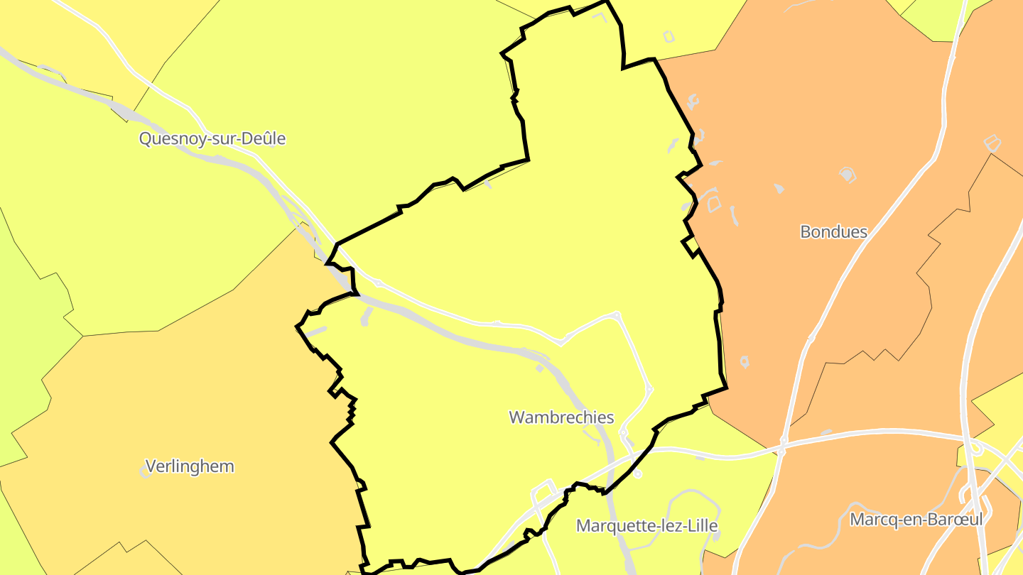 Carte des prix de l'immobilier Wambrechies
