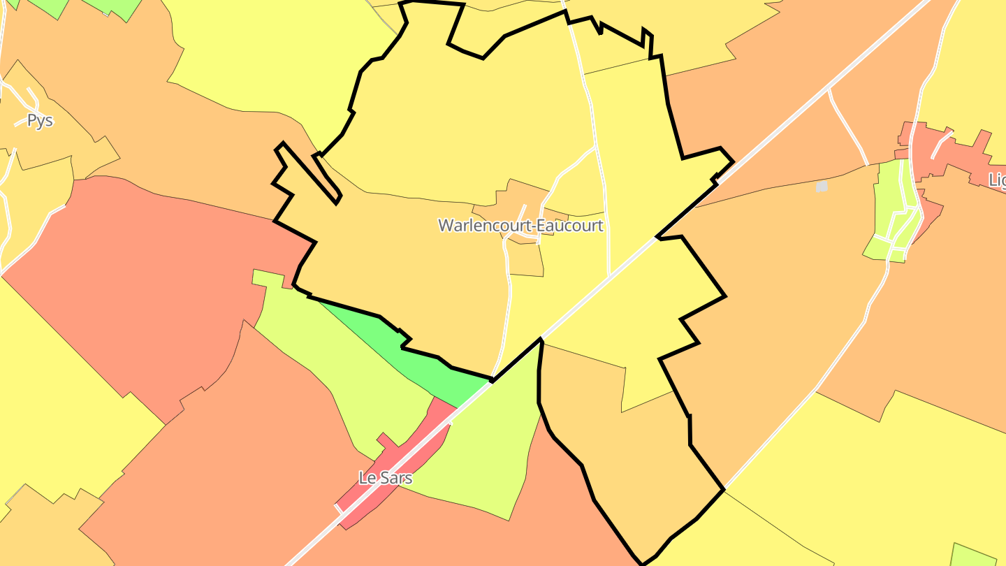 Carte des prix de l'immobilier Warlencourt-Eaucourt