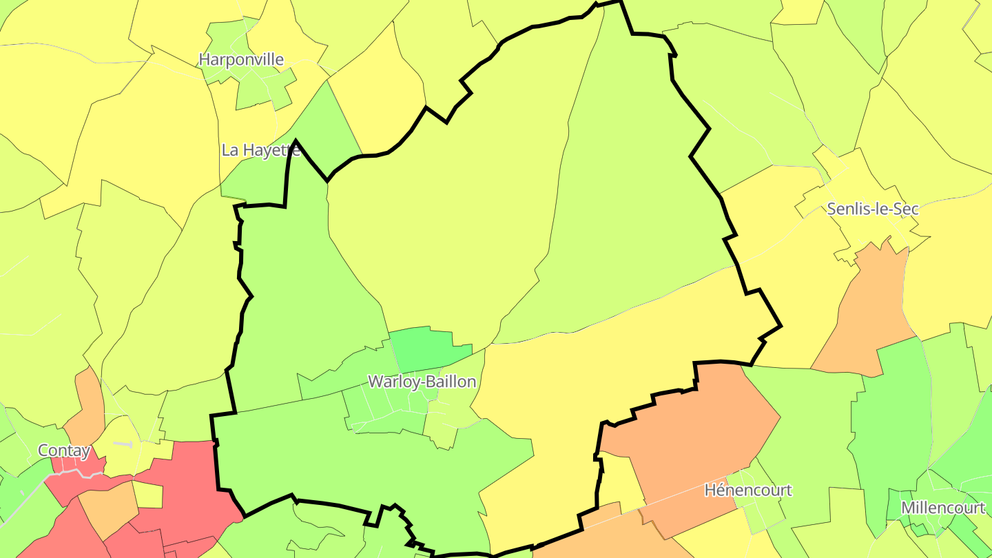 Carte des prix de l'immobilier Warloy-Baillon