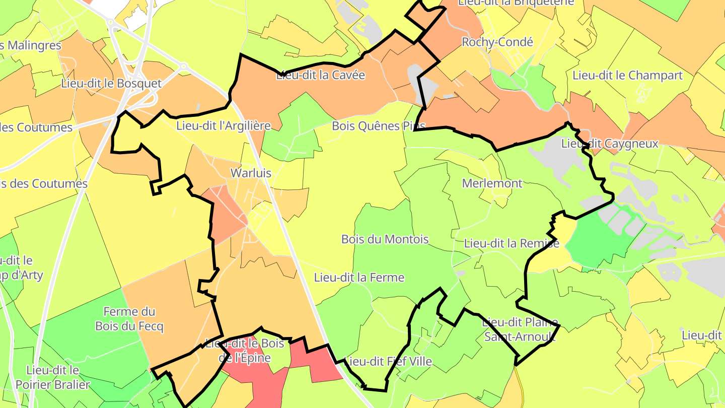Carte des prix de l'immobilier Warluis