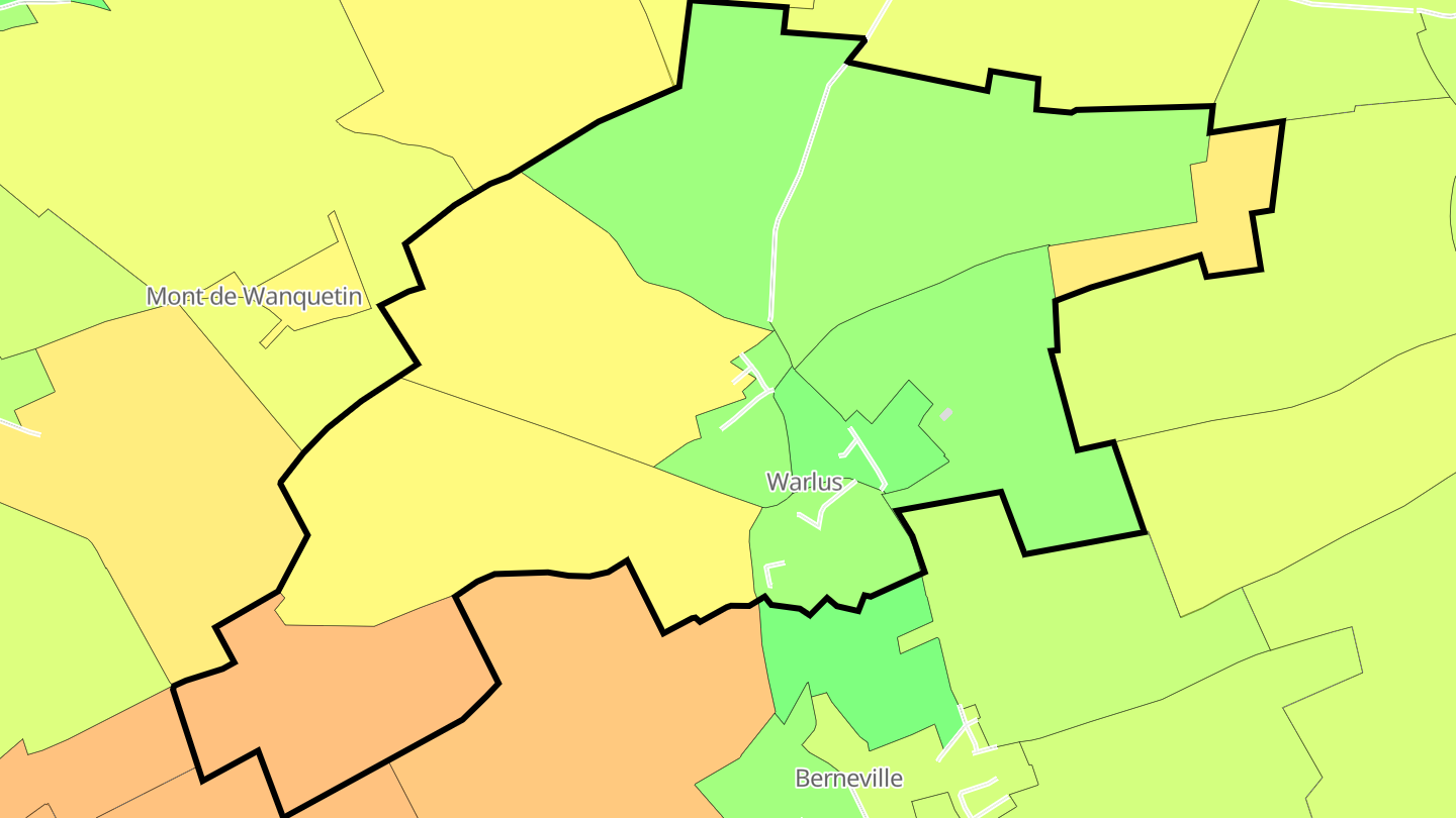 Carte des prix de l'immobilier Warlus