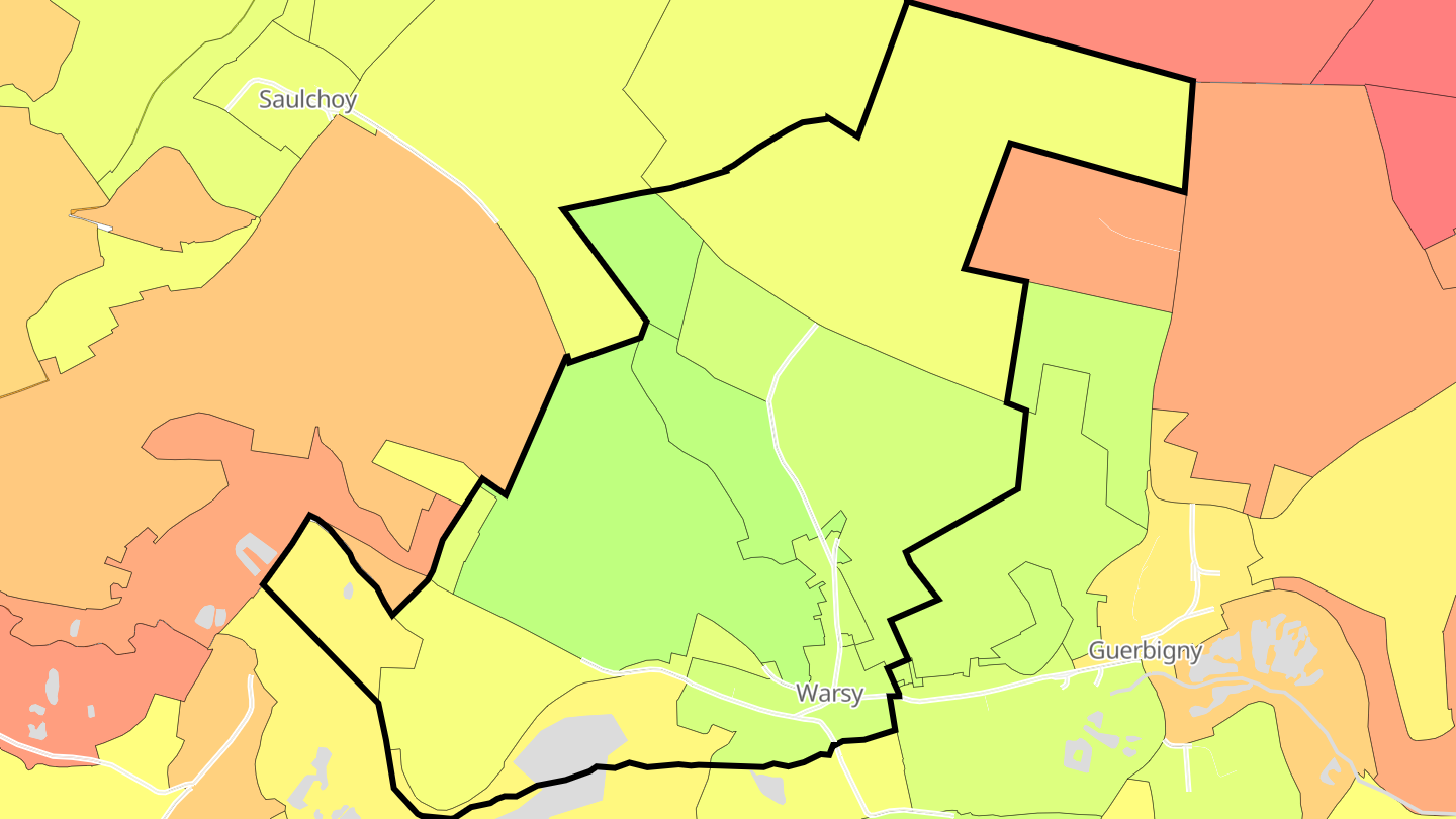 Carte des prix de l'immobilier Warsy