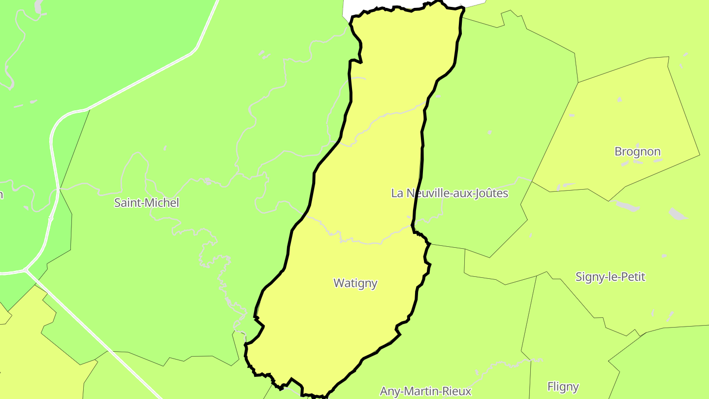 Carte des prix de l'immobilier Watigny