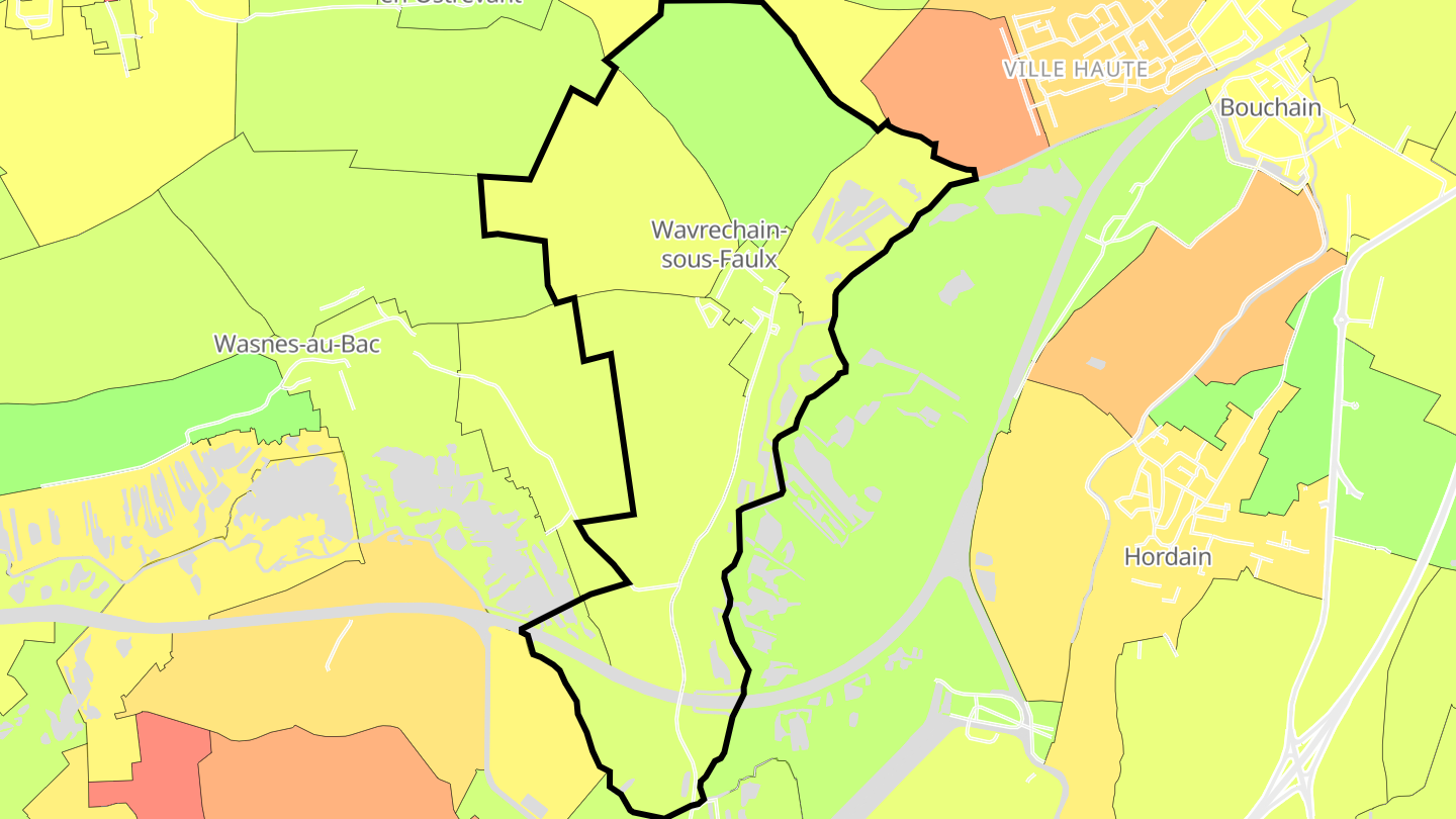 Carte des prix de l'immobilier Wavrechain-sous-Faulx